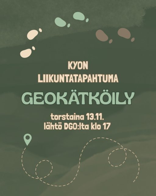 Liikuntatapahtuma geokätköilyn parissa! 🍂🪙

Onko sinussa etsijän vikaa? Kaipaatko raitista ilmaa ja sen seuraksi osakuntaseuraa? Kun vastauksesi on kyllä, ota suunnaksi Kymenlaakson Osakunnan syksyn liikuntatapahtuma! Liikuntasihteerit ohjaavat Osakuntalaiset geokätköilyn pariin torstaina 13.11. kello 17 alkaen. Tapaamme kello 16.50 DGOn edessä , josta jatkamme kohti tavatessamme sovittua määränpäätä.

Ai mikä geokätköily? Geokätköily on ulkoiluharrastus, jossa maastosta etsitään toisten ihmisten tekemiä kätköjä valmiiksi annettujen koordinaattien perusteella. Kätköt sisältävät tyypillisesti pienen lokikirjan, sekä toisinaan myös pieniä vaihdettavia tavaroita. Mukaan ovat tervetulleita niin vasta-alkajat kuin jo kokeneemmatkin kätköilijät.

Tapahtumaan valmistaudut parhaiten pukemalla yllesi säänmukaiset vaatteet sekä reipasta etsimismieltä. Halutessasi voit luoda käyttäjätunnuksen osoitteessa Geocaching.com, sekä ladata mobiilisovelluksen puhelimesi sovelluskaupasta. Tämä ei kuitenkaan ole välttämätöntä, sillä liikuntasihteerit ovat varustautuneet kartoin sekä koordinaatein. Edellä mainittujen lisäksi voit halutessasi ottaa mukaan kynän lokikirjan täyttämistä varten. Pitäydymme etsinnöissä Helsingin alueella, joten tarvitset käyttöösi HSL:n AB-lipun.

Tapahtumaan ilmoittautuessa sitoudut noudattamaan DGO:n turvallisemman tilan periaatteita. Periaatteet ovat luettavissa bit.ly/kyottp.

MITÄ? Liikuntatapahtuma geokätköilyn parissa
MISSÄ? Kaninkoloissa
MILLOIN? 13.11. Kokoonnumme kello 16.50 DGOn edessä, ja lähdemme matkaan kello 17.
MITÄ MAKSAA? TämäKIN on ilmaista! 
MITÄ PUEN PÄÄLLE? Säänmukaiset vaatteet, joissa on helppo liikkua.
MIKSI? Koska kätkettyjen aarteiden etsintä on välttämätöntä.

Mikäli sinulla on kysyttävää, ota yhteyttä Osakunnan liikuntasihteereihin Venlaan ja Viljaanaan, liikuntasihteeri@kymenlaaksonosakunta.fi.